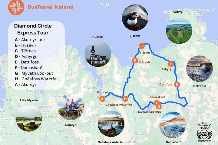 Diamond Circle Myvatn Waterfalls e Husavik de Akureyri Tour