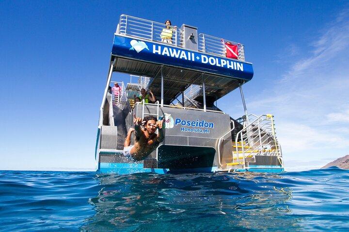 Nadar com golfinhos Catamarã com Waterslide & Almoço em Oahu