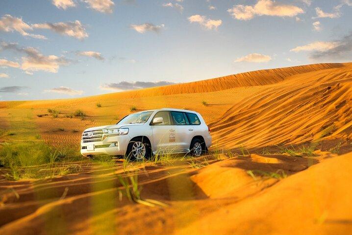 Experience the Desert Safari BBQ, Dinner Camel Ride Sandboarding