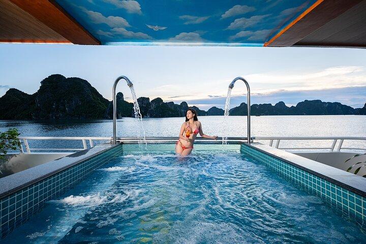 Luxo Ha Long Bay Day Cruise: Cave, Island, Kayak & Sunset Party