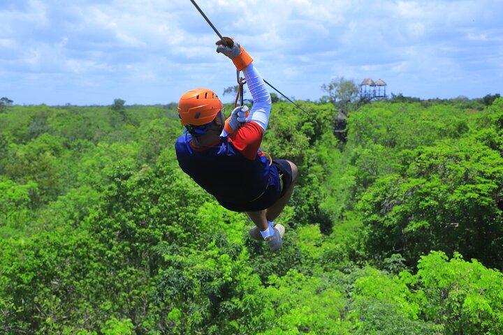 Jungle Adventure vanuit Cancun : Ziplines, Bungee swing en Cenote