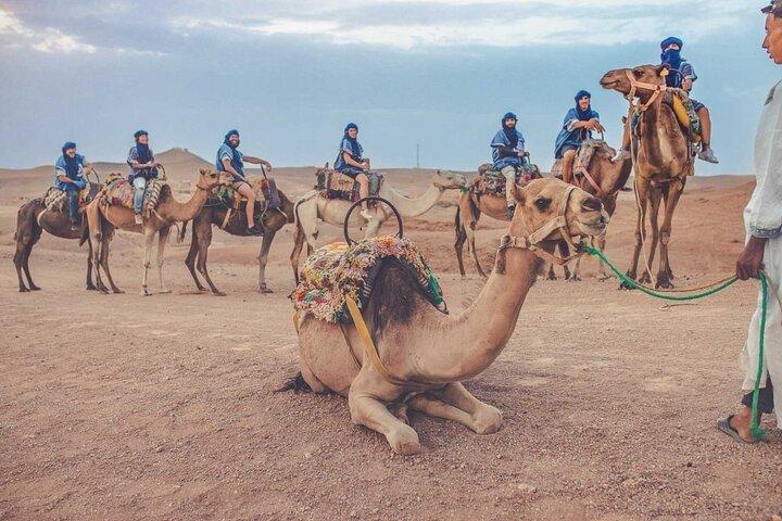 Agafay desert dinner camel ride berber camp sunset