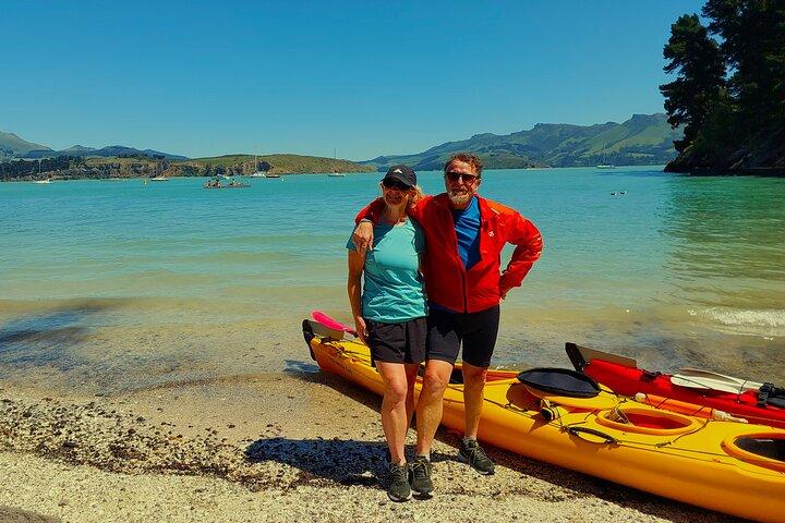 Caiaque no mar em Christchurch, Lyttelton Harbour e Quail Island