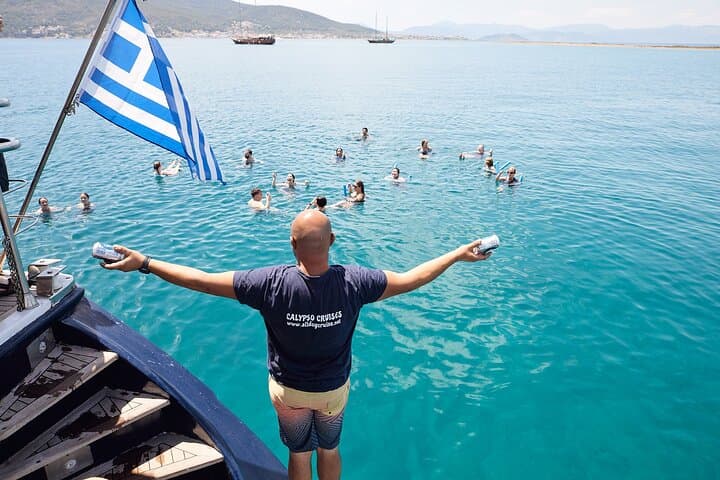 Athens Sunset Dinner Cruise – Swim Stop, Dinner & Open Bar