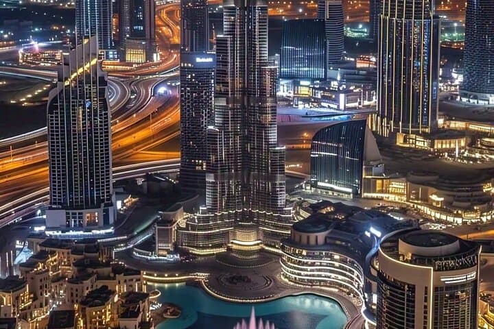 Dubai Burj Khalifa Sunset View at the Top with Fountain Show