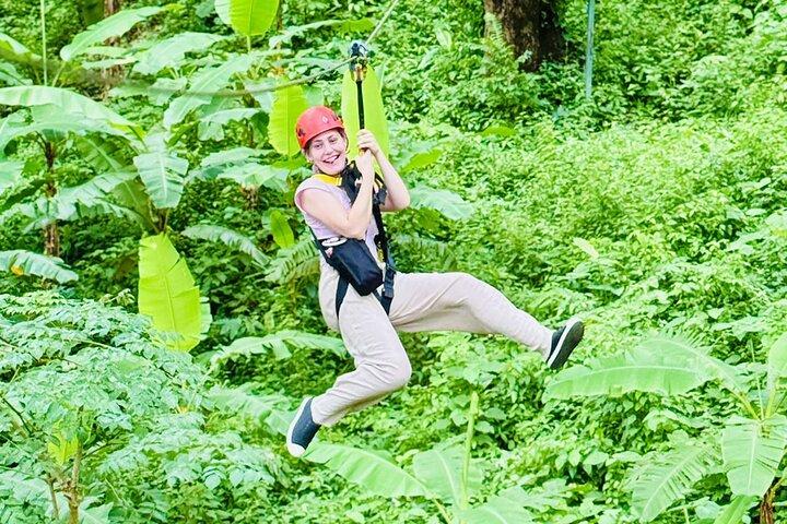 チエンマイ3イン1ジップライン、象と粘着性の滝