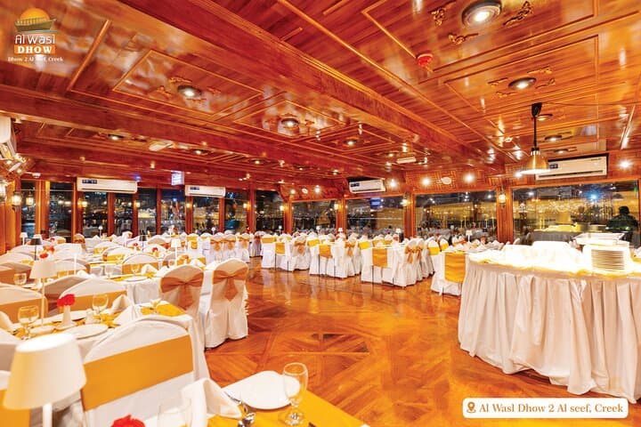 VIP Dhow Cruise at Al Seef 2-Hour with Buffet & Live Tanoura Show
