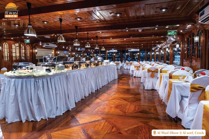 VIP Dhow Cruise at Al Seef 2-Hour with Buffet & Live Tanoura Show