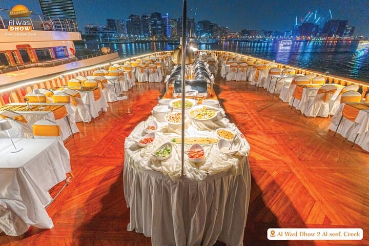 VIP Dhow Cruise at Al Seef 2-Hour with Buffet & Live Tanoura Show