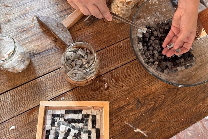 Exclusive Private Mosaic Art Experience with marble tiles