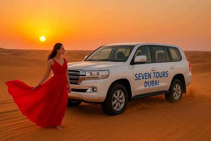 Red Desert safari Dubai with Camel Ride Sand Board & BBQ Dinner