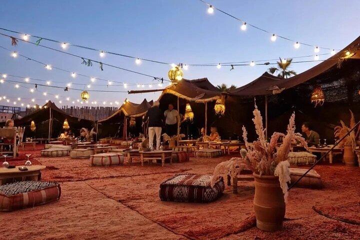 Agafay Desert sunset: Camel and quad bike+Dinner with fire show