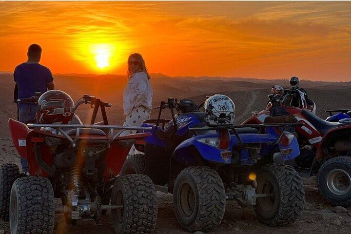 Agafay Desert sunset: Camel and quad bike+Dinner with fire show