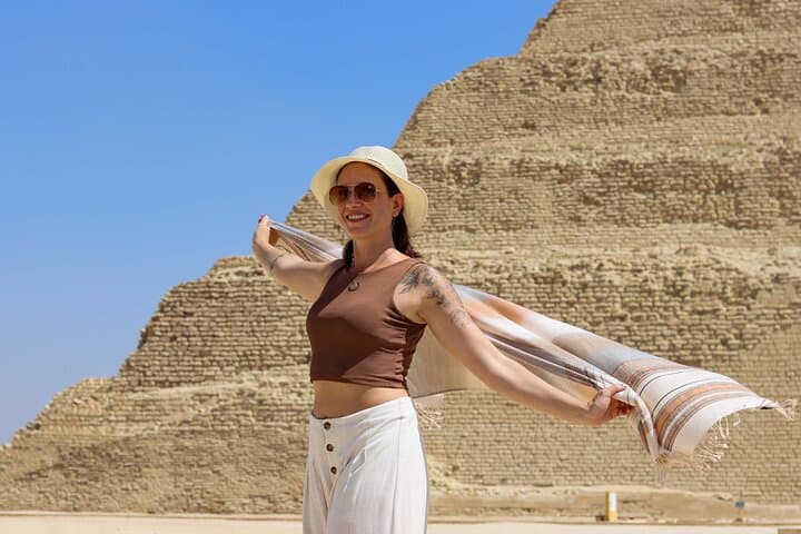 Giza Pyramids Saqqara Tombs, Memphis& ATV Quad Bike with Sunset