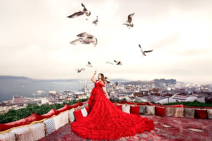 VIP Rooftop Flying Dress Photoshoot