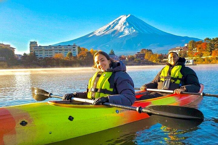 Coffee on a Kayak with Mt. Fuji - Early Morning