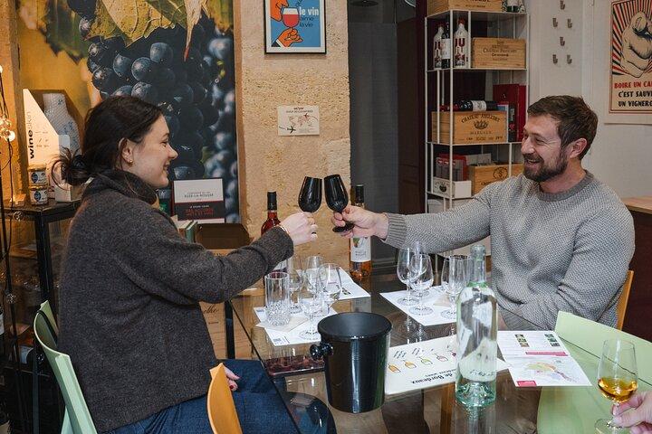 Smagning af Bordeaux-hvidvine, vin og ost