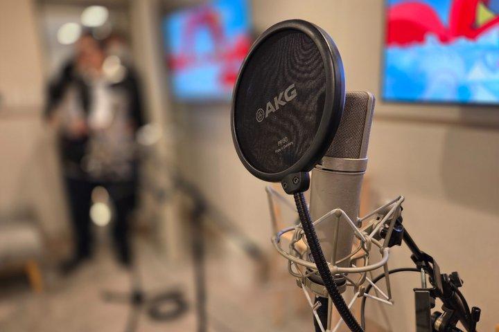 Anime Voice Acting con la guida di professionisti in uno studio