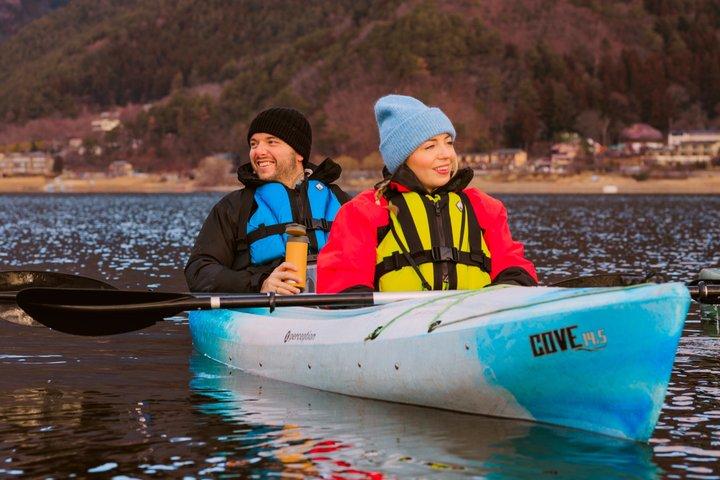 Coffee on a Kayak with Mt. Fuji - Early Morning
