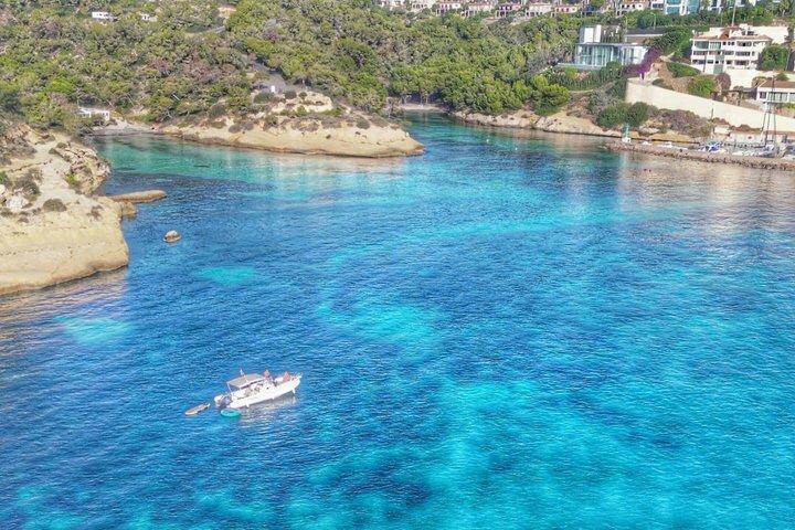 パルマ・デ・マヨルカのプライベートボート旅行(水のおもちゃと25の入り江付き)
