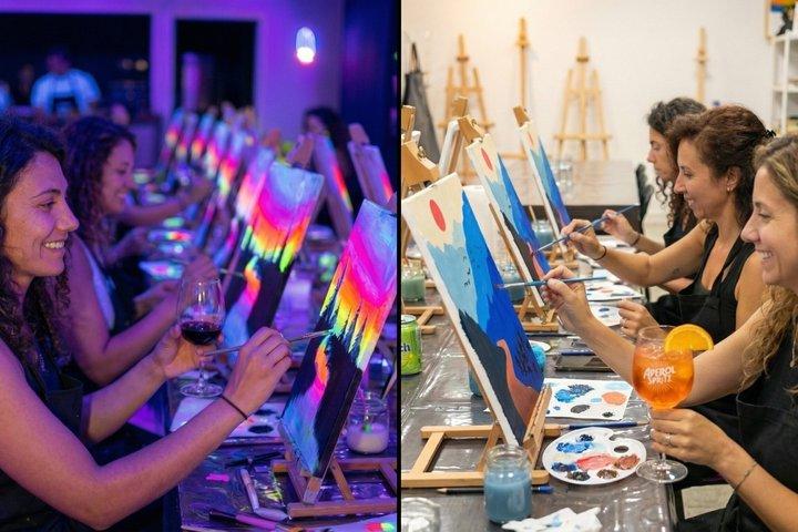 Paint & Wine Workshop in Barcelona in creative studio