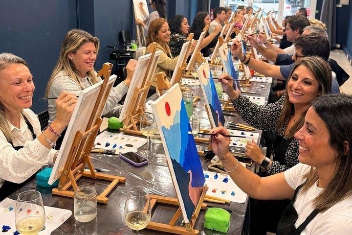 Paint & Wine Workshop in Barcelona in creative studio