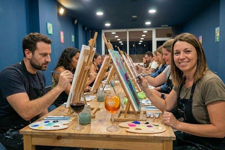 Paint & Wine Workshop in Barcelona in creative studio