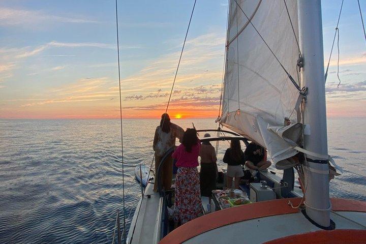 Sailing boat ride at sea