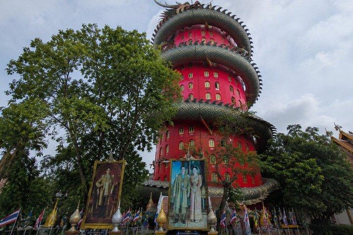 ドラゴン寺院プライベートツアー、鉄道と水上マーケット
