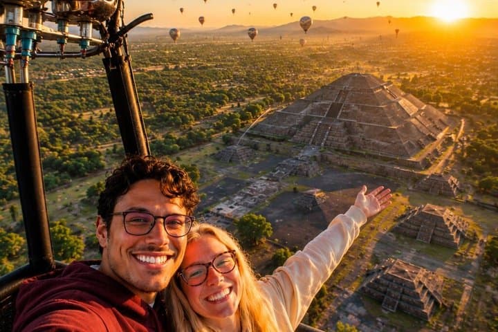 Balloon Flight in Teotihuacan + Breakfast in La Gruta and Transportation