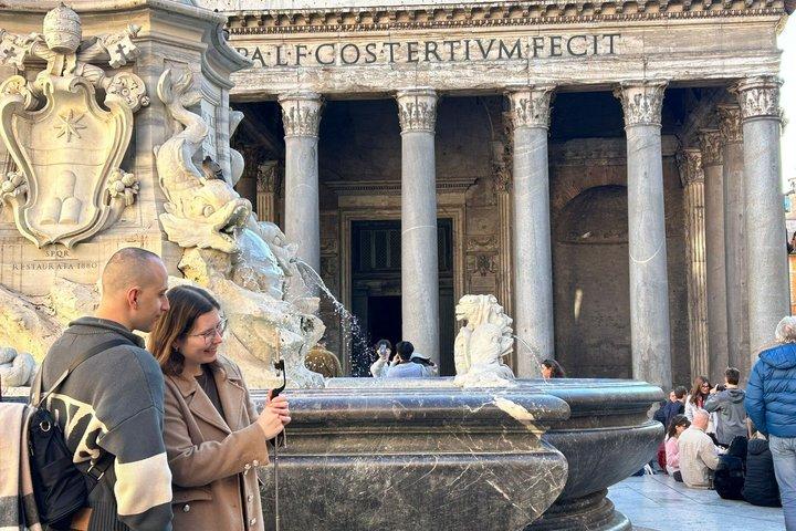 Walking Guided Tour and Rome's Iconic Temple Pantheon Entrance