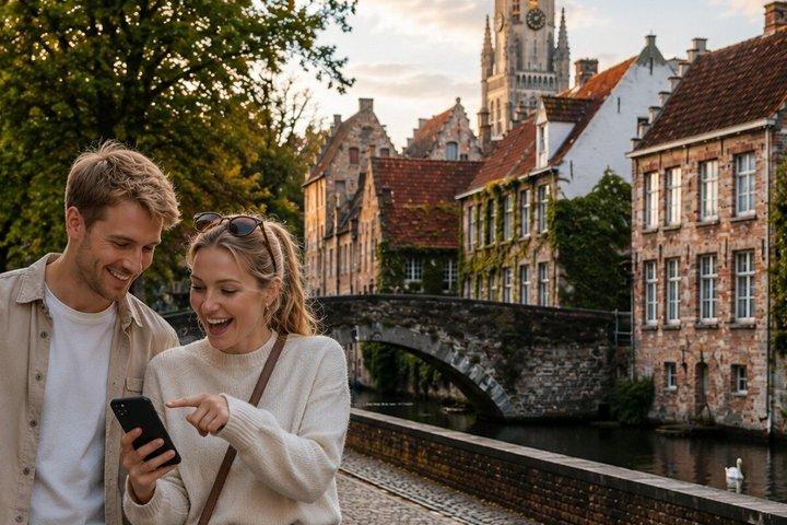 Tour a pie autoguiado por Brujas: Caza del tesoro y puntos destacados