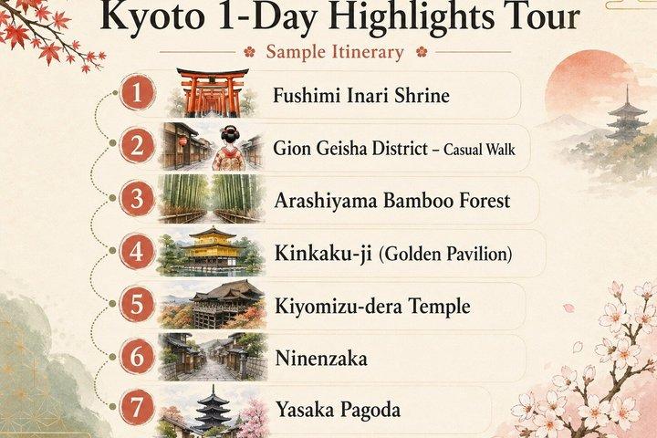 Excursion en voiture privée à Kyoto avec suppléments optionnels Nara ou Osaka